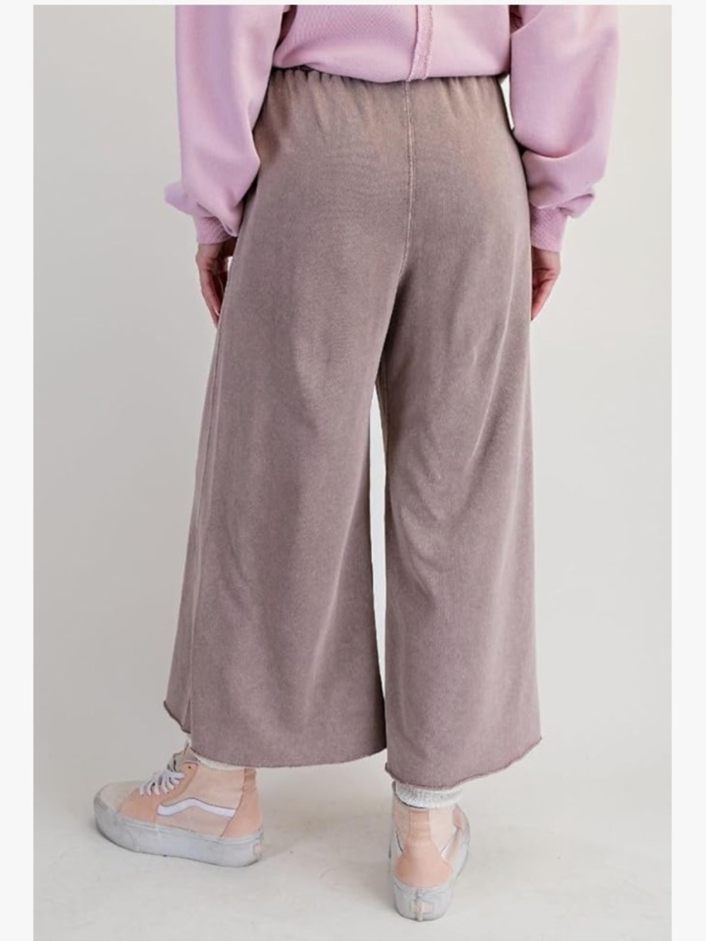 Easel let's chill wide leg mineral wash palazzo pants size small mocha - Picture 5 of 5